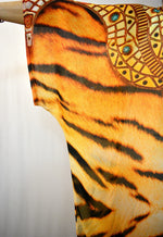 NATURE MORTE Luxury Tiger Print Devarshy Georgette Short Kimono Jacket - 0012