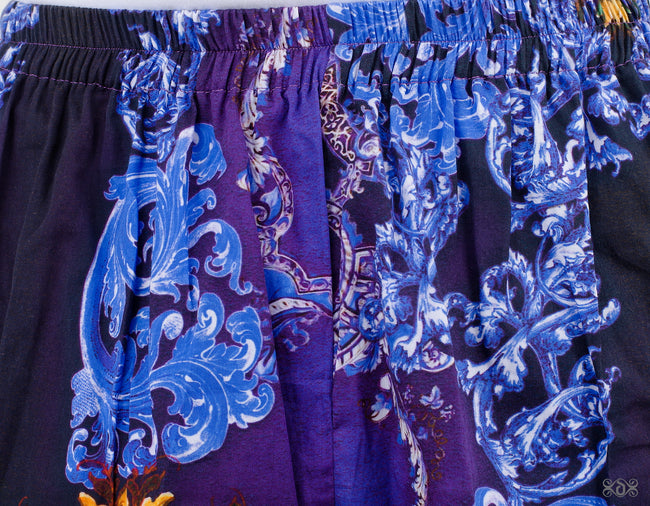 Blue Florals Cotton Shorts, Lounge Wear, Organic Cotton Shorts, Ladies Shorts.