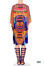 Devarshy Designer Violet Animal Print African Beaded Short Embellished Kaftan -1072A , Apparel - DEVARSHY, DEVARSHY
 - 3
