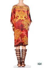 Devarshy Designer Brown Ornate Baroque Style Short Embellished Kaftan Dress -1067C , Apparel - DEVARSHY, DEVARSHY
 - 3