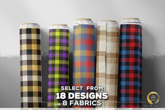 Pastel Checks Apparel Fabric 3Meters+, 6 Designs | 8 Fabrics Option | Plaid Fabric By the Yard | 037