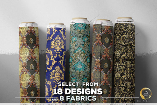 Decorative Print Apparel Fabric 3Meters+, 9 Designs | 8 Fabrics Option | Brocade Fabric By the Yard | 066