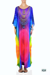 SPECTRUMANIA Vibrant Rainbow Devarshy Long Embellished Kaftan - 003B