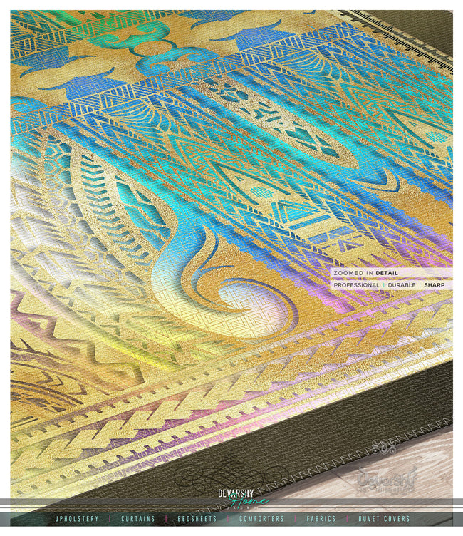 Polynesian Art Iridescent Area Rug, Available in 3 sizes | 100534