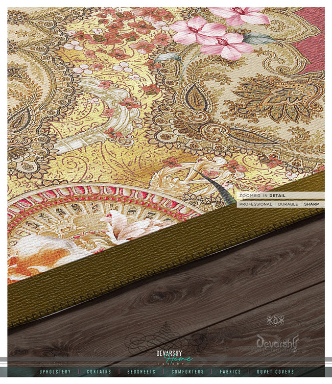 Rose Gold Florals Area Rug, Available in 3 sizes | D20016