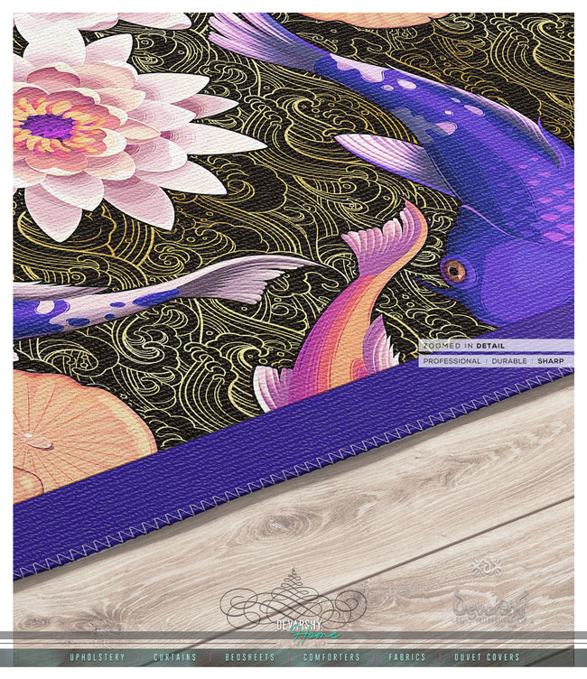 Purple Koi Fish Area Rug Colorful Fish Carpet, Available in 3 sizes | D20018