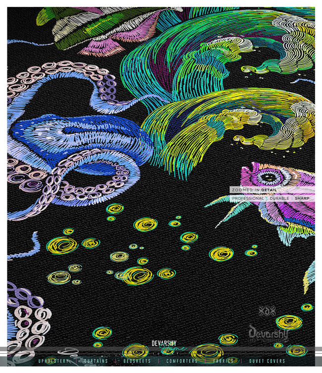 Green Octopus Area Rug, Available in 3 sizes | D20028