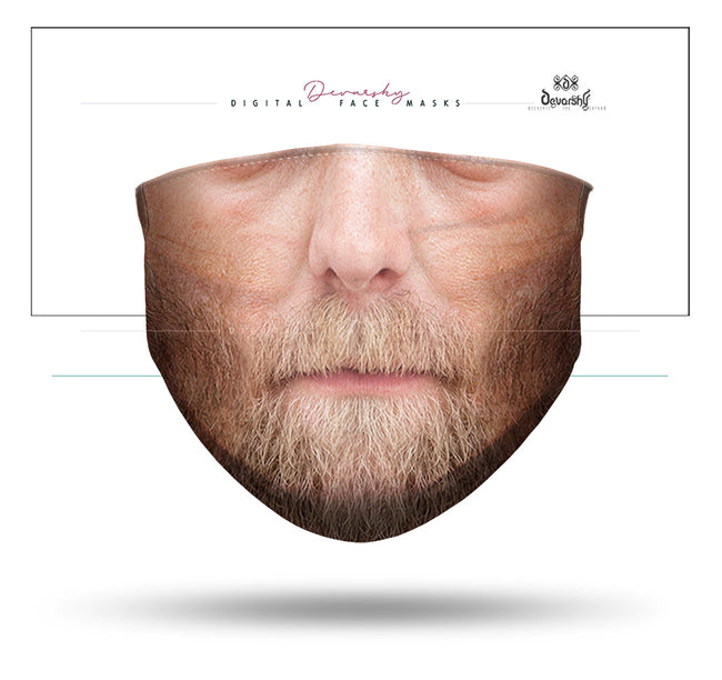 Blonde Beard Man Selfie Face Mask With Filter And Nose Wires - 11117
