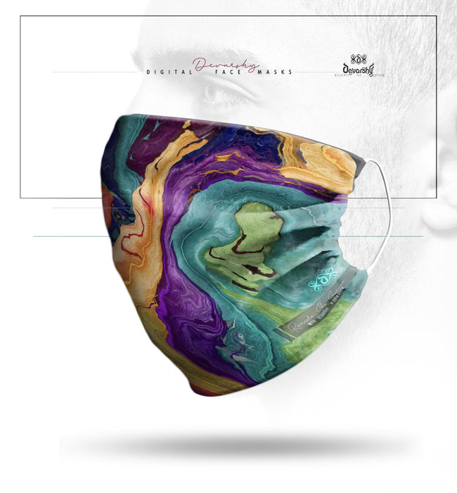 Abstract Marble Art Face Mask With Filter And Nose Wires - 11143