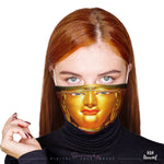 Tibetan Golden Buddha Face Mask With Filter And Nose Wires - 11204