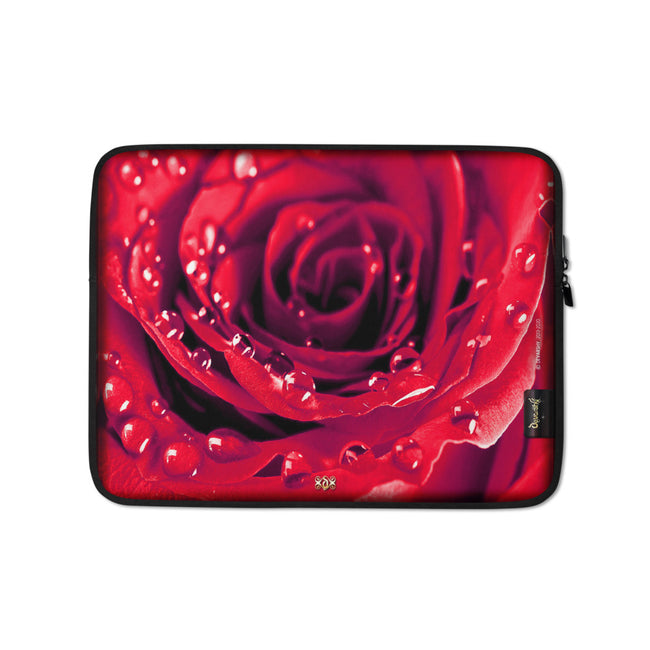 Red Rose Laptop Bag, Floral Print Laptop Sleeve, Lightweight Laptop Case, Floral Laptop Pouch,  PF - 1013