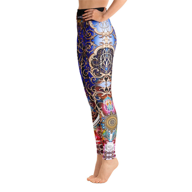 Royal Blue YOGA Leggings Baroque YOGA Leggings Women Sportswear Spandex High Waist Leggings, PF - 1053A