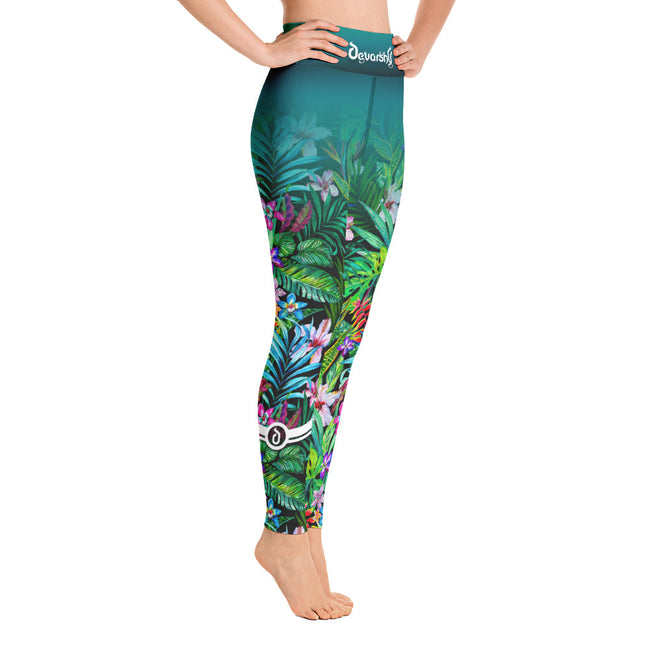 Florals YOGA Leggings Floral Print Leggings Women High Waist Leggings Green YOGA Leggings, PF - 101027