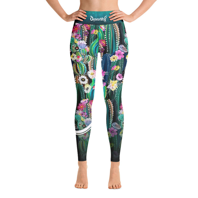 Cactus Florals YOGA Leggings Fitness Leggings Floral Print Leggings High Waist Yoga Legging, PF - 100928