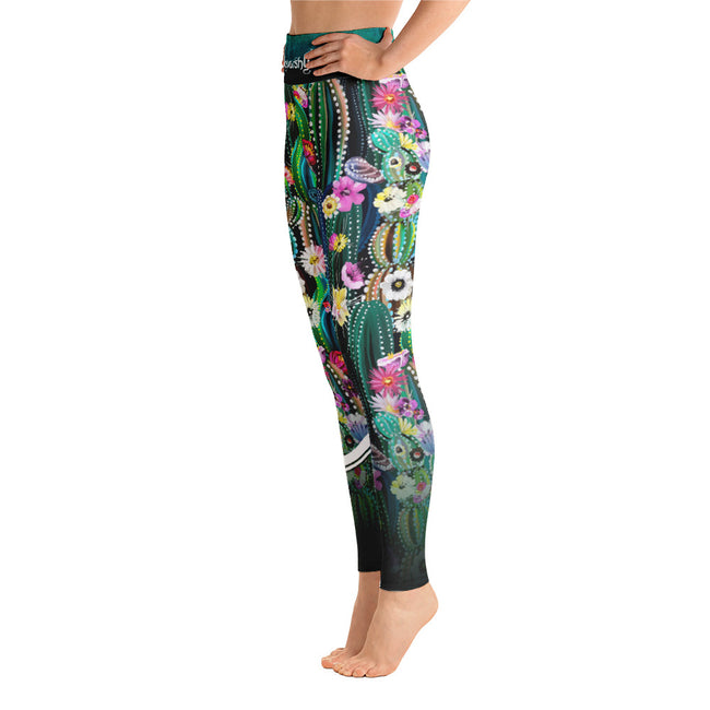 Cactus Florals YOGA Leggings Fitness Leggings Floral Print Leggings High Waist Yoga Legging, PF - 100928