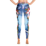 Blue Florals YOGA Leggings Floral Print Leggings Spandex High Waist YOGA Leggings, PF - LLP01