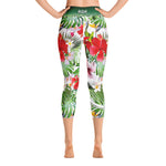 Hibiscus Florals Yoga Capri Leggings Floral Print Capri Pants High Waist YOGA Capri Leggings, PF