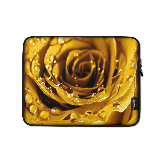 Yellow Rose Laptop Sleeve, Floral Print Pouch, Lightweight Laptop Case, Floral Notebook Cover, PF - 1012