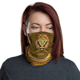 Baroque Golden Print Neck Gaiter, Unisex Face Mask For Protection, Cloth Face Cover/ Neck Tube, PF - 11144