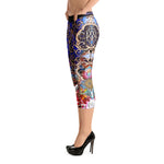 Royal Blue Capri Leggings Baroque Capri Leggings Women Sports Wear Spandex  Leggings, PF - 1053A