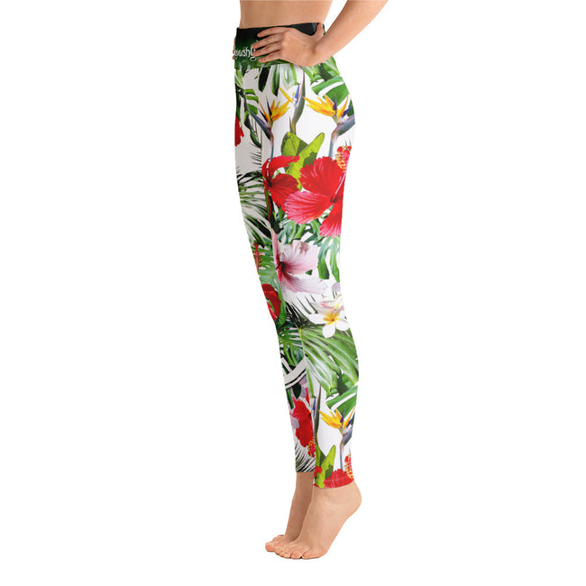 Hibiscus Florals Yoga Leggings Floral Print Leggings High Waist YOGA Leggings, PF - 101017