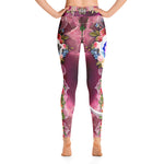 Pink Florals YOGA Leggings Love Spandex Leggings High Waist Fitness YOGA Leggings, PF - LLP02