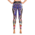 Royal Blue YOGA Leggings Baroque YOGA Leggings Women Sportswear Spandex High Waist Leggings, PF - 1053A