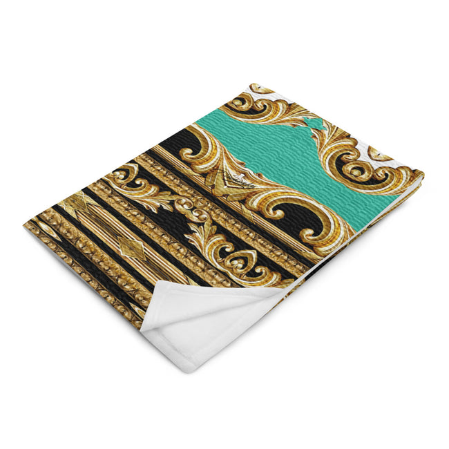 Baroque Turquoise Blanket Fleece Throw Blanket Baroque Blanket Printed Blanket Best Gift, PF - 0013