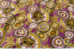 Gold Circles Apparel Fabric 3Meters+, 9 Designs | 8 Fabrics Option | Baroque Fabric By the Yard | 031