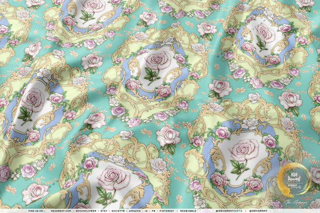 Victorian Floral Print Apparel Fabric 3Meters+, 6 Designs | 8 Fabrics Option | Baroque Fabric By the Yard | 046